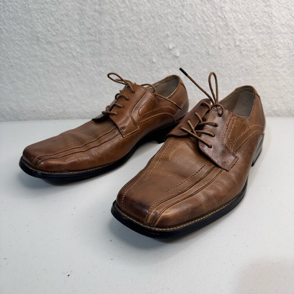 Stacy Adams Corrado Brown Leather Oxford Lace-Up Dress Shoes Square Toe Men’s 10